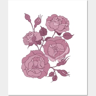 Bouquet of roses, branch of pink roses Posters and Art